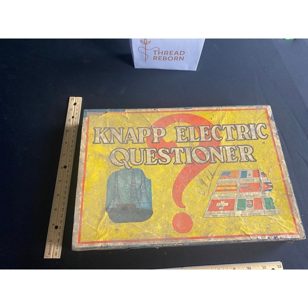 Vintage Knapp Electric‎ Questioner Game Educational Toy Antique Box